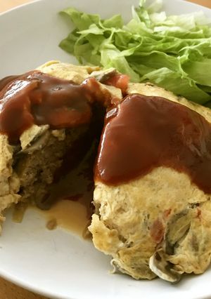 オムレツ　ハンバーグインサイド-レシピのメイン写真