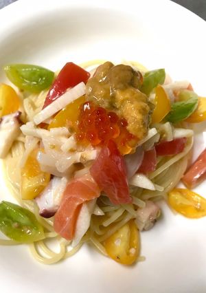 魚介と長芋の冷製スパゲッティ-レシピのメイン写真