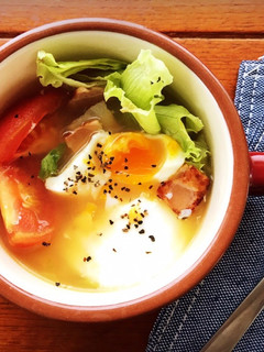 朝食に!ポーチドエッグ入りBLTスープ-レシピのメイン写真