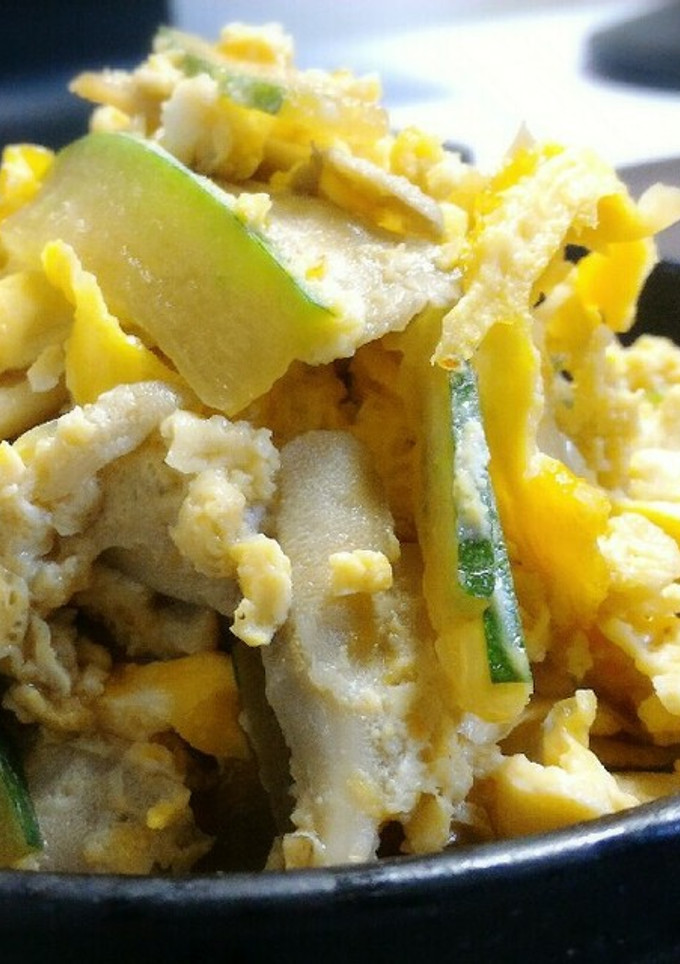 節約♪冬瓜の皮ときのこの麺つゆ卵とじ丼-レシピのメイン写真