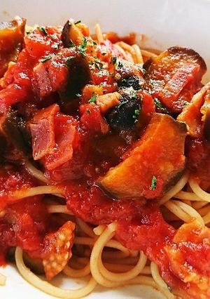 茄子とベーコンのトマトソースパスタ-レシピのメイン写真