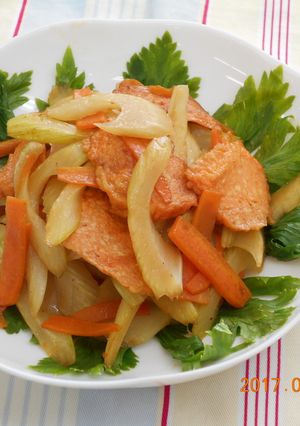 セルリーとえび天の炒め物-レシピのメイン写真