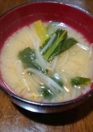 小松菜ともやしの安上がり味噌汁-レシピのメイン写真