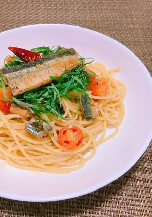 旬✤秋刀魚のオイルソースパスタ-レシピのメイン写真
