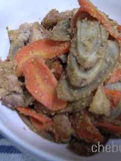 やばウマ☆鶏肉とごぼうのゴマ味噌炒め-レシピのメイン写真