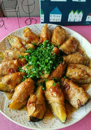 三豊ナスの豚肉巻き〜うどん出汁あんかけ-レシピのメイン写真