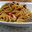 タコと大葉のガーリックバター醤油パスタ