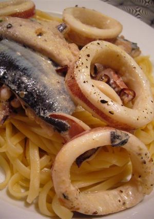 サンマとイカのさっぱりクリームパスタ-レシピのメイン写真