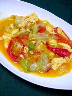簡単!卵とトマトとレタスの中華炒め-レシピのメイン写真