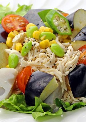 糸うりと夏野菜のパスタ見立てサラダ-レシピのメイン写真