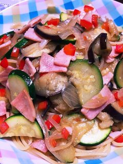 夏野菜たっぷりペペロンチーノ-レシピのメイン写真