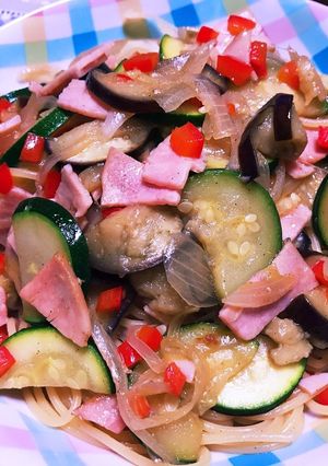 夏野菜たっぷりペペロンチーノ-レシピのメイン写真