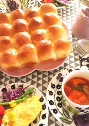 手ごね塩バターちぎりパン♡夜こねて朝焼き-レシピのメイン写真