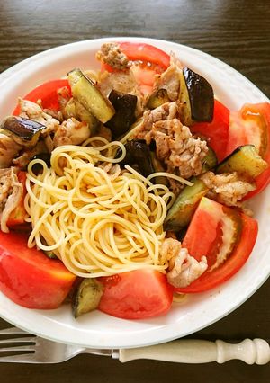 夏の豚肉ポン酢スパゲッティ-レシピのメイン写真