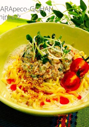 濃厚！オクラ納豆☆冷やしごま豆乳麺。-レシピのメイン写真
