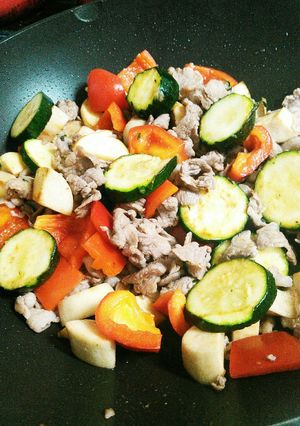 簡単♪夏野菜とラム肉薄切りのクレソル炒め-レシピのメイン写真