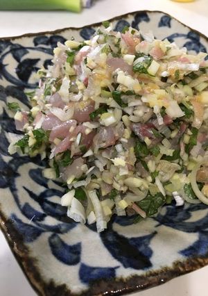 薬味多め☆生臭さなしの鯵のなめろう-レシピのメイン写真