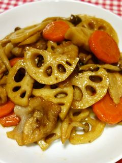 れんこんと豚肉の甘辛炒め-レシピのメイン写真