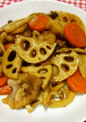 れんこんと豚肉の甘辛炒め-レシピのメイン写真