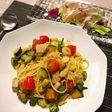夏野菜と魚介のパスタ