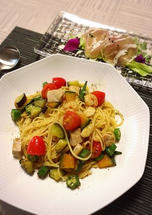 夏野菜と魚介のパスタ-レシピのメイン写真