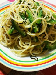 ゴーヤと塩こぶのパスタ-レシピのメイン写真