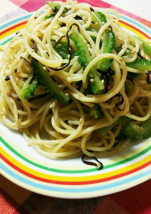 ゴーヤと塩こぶのパスタ-レシピのメイン写真