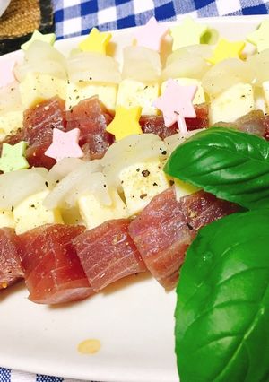 塩まぐろと玉ねぎのピンチョス風おつまみ-レシピのメイン写真
