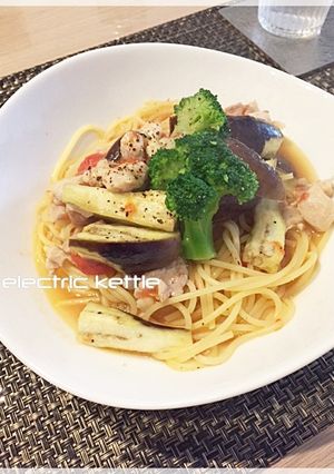 低温ほったらかし☆茄子と鶏のトマトパスタ-レシピのメイン写真