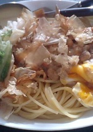 納豆と温たまの和パスタ-レシピのメイン写真