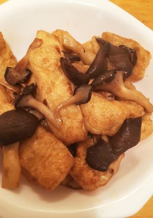 霜降りひらたけと油揚げのバター醤油炒め-レシピのメイン写真