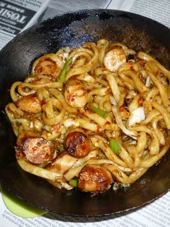 鉄パンで青トン入り甘辛焼きうどん-レシピのメイン写真