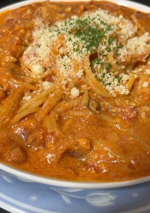 トマトクリームスープスパスタ-レシピのメイン写真
