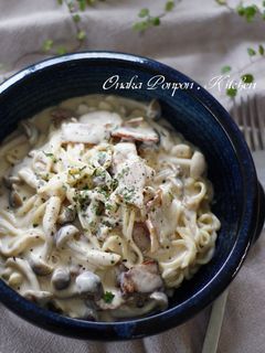 きのことベーコンの醤油風味クリームパスタ-レシピのメイン写真