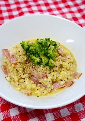 ダイエット！もち麦カルボナーラ-レシピのメイン写真