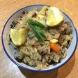 秋です。栗ときのこの蒸しおこわ