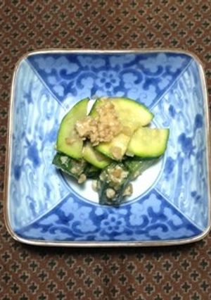 ズッキーニとオクラの肉みそ和え-レシピのメイン写真