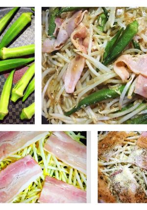 もやしオクラベーコンのハーブチーズ蒸焼-レシピのメイン写真