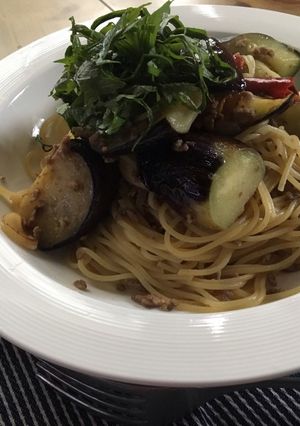 牡蠣醬油好きのペペロンチーノ・なす・挽肉-レシピのメイン写真