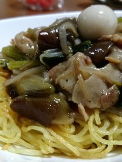 豚バラとなすと小松菜のあんかけ焼きそば-レシピのメイン写真