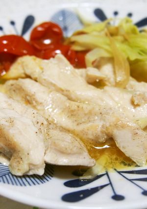 むね肉レンジ蒸し♪簡単でむね肉柔らか！-レシピのメイン写真