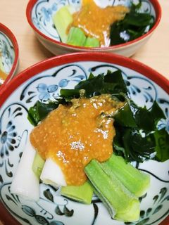 メープルで簡単酢味噌☆ねぎとワカメのぬた-レシピのメイン写真