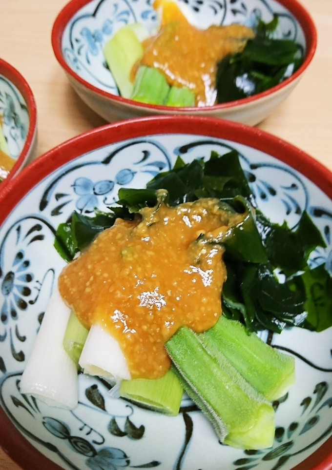 メープルで簡単酢味噌☆ねぎとワカメのぬた-レシピのメイン写真