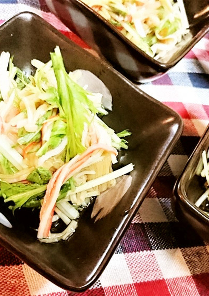 １分★簡単【水菜とカニカマのなめ茸和え】-レシピのメイン写真
