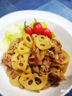 簡単☆蓮根と牛バラ肉の照り焼き☆-レシピのメイン写真