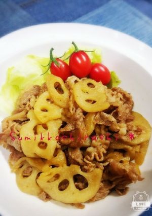 簡単☆蓮根と牛バラ肉の照り焼き☆-レシピのメイン写真