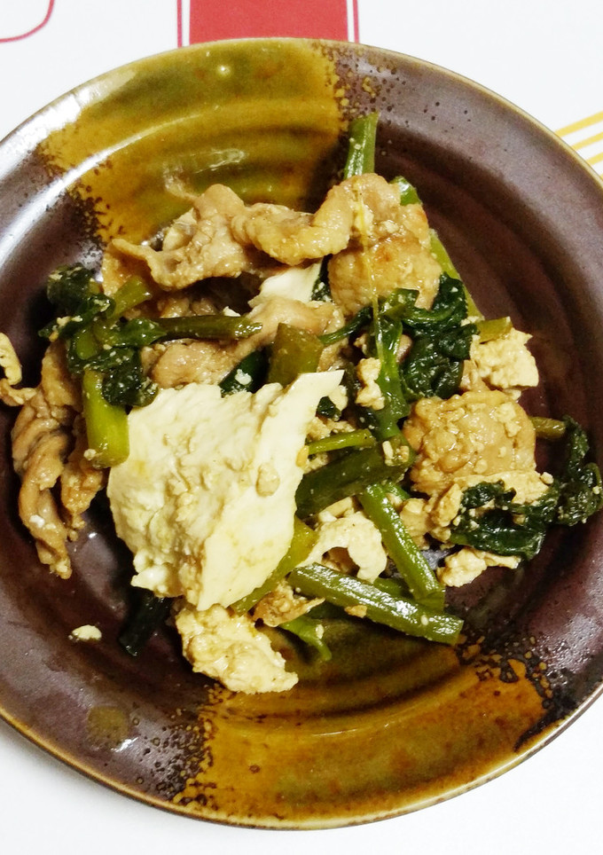 琉木綿豆腐とつるむらさきの炒め-レシピのメイン写真
