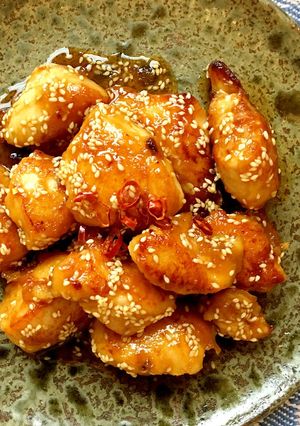 鶏ささ身で！揚げない鶏唐の甘酢ごま和え-レシピのメイン写真