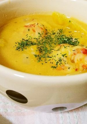 ミキサーなし♪有頭エビとかぼちゃのスープ-レシピのメイン写真