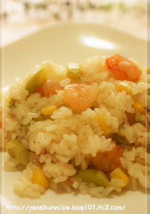 炊飯器で簡単♡海老とアスパラのピラフ-レシピのメイン写真